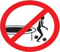 dessin ne pas sauter du trampoline